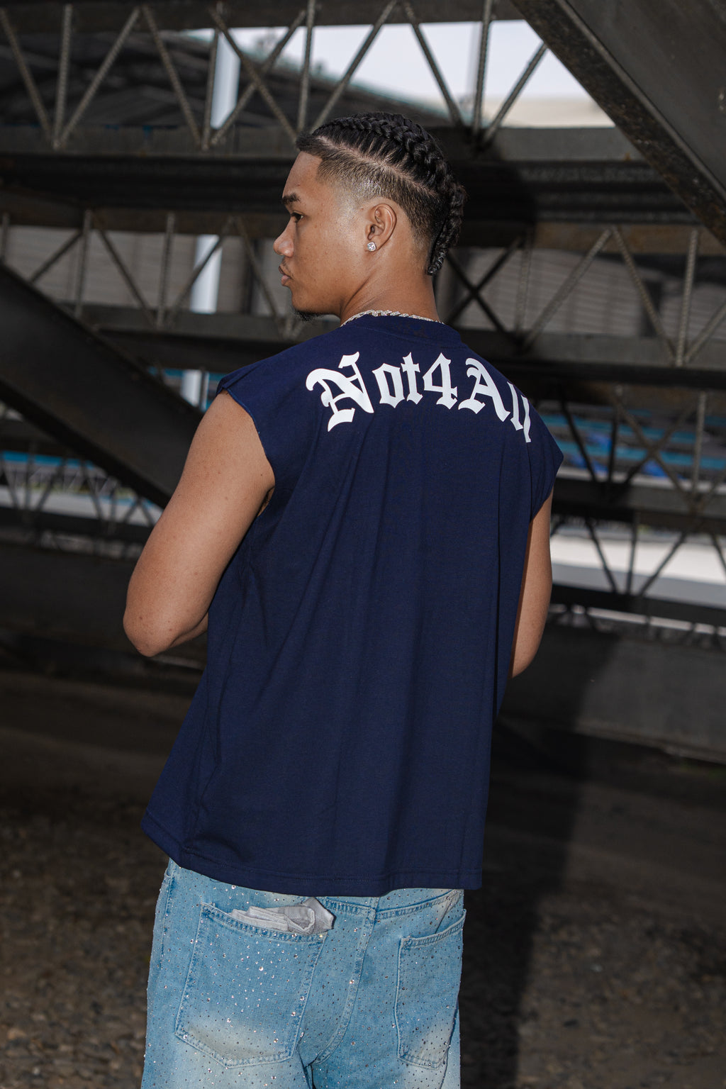 BOXY MUSCLE TANK IN ECLIPSE NAVY
