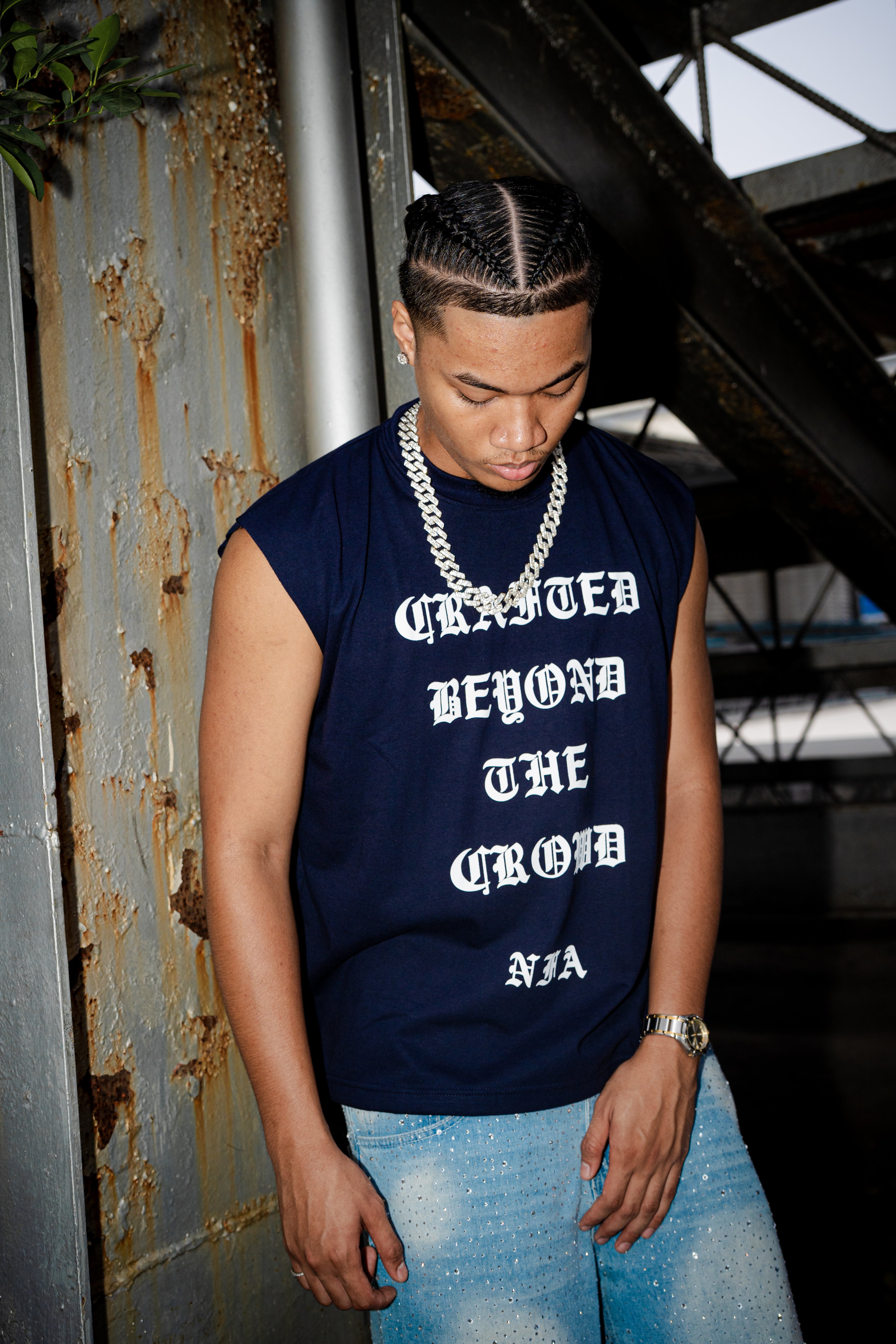 BOXY MUSCLE TANK IN ECLIPSE NAVY