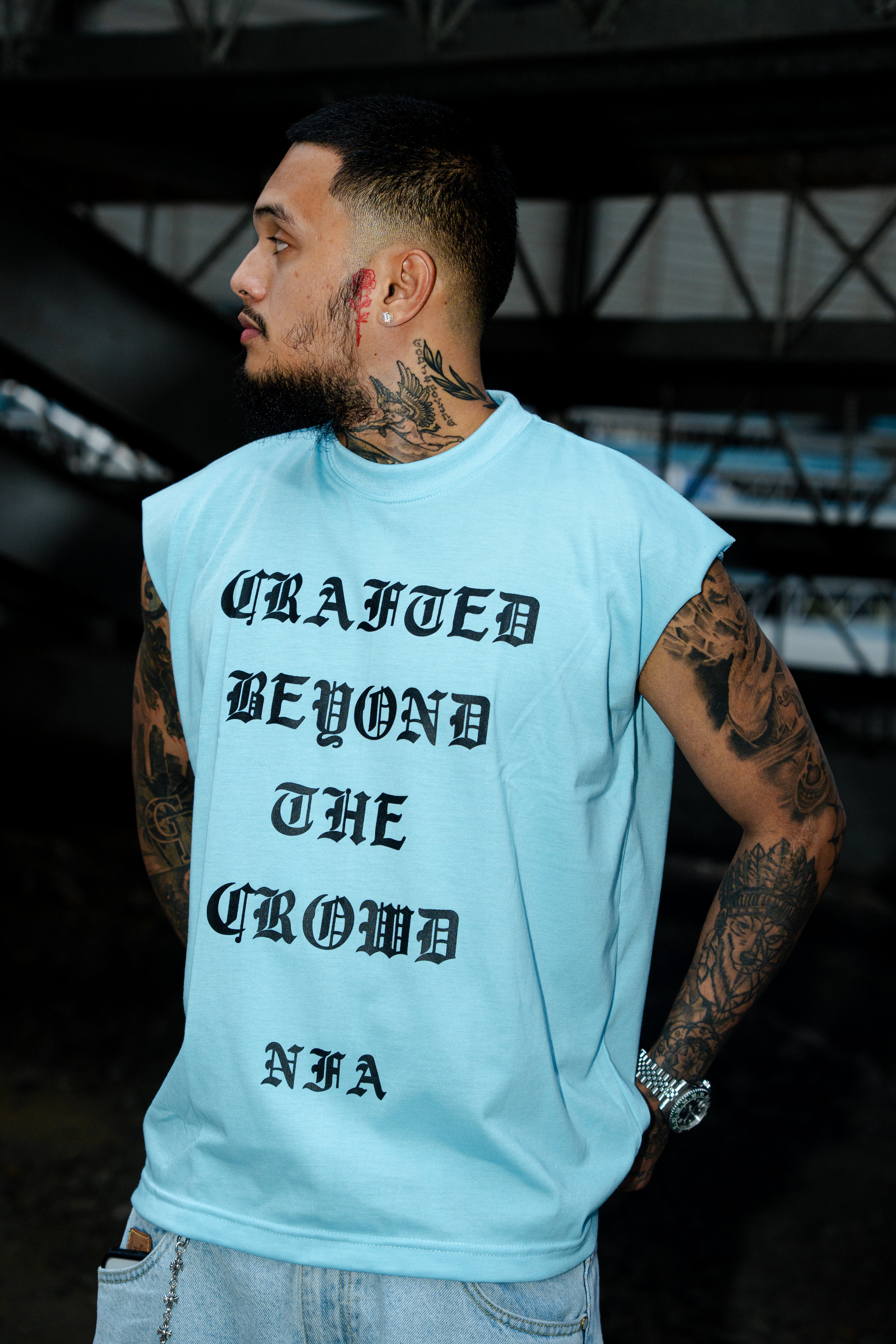 BOXY MUSCLE TANK IN POWDER BLUE