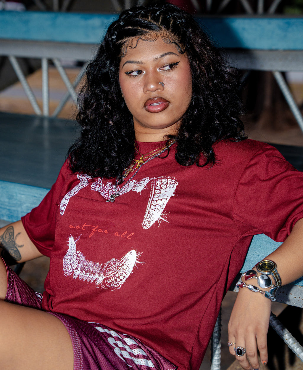 "BLOOD LINE" TEE IN CRIMSON VELVET
