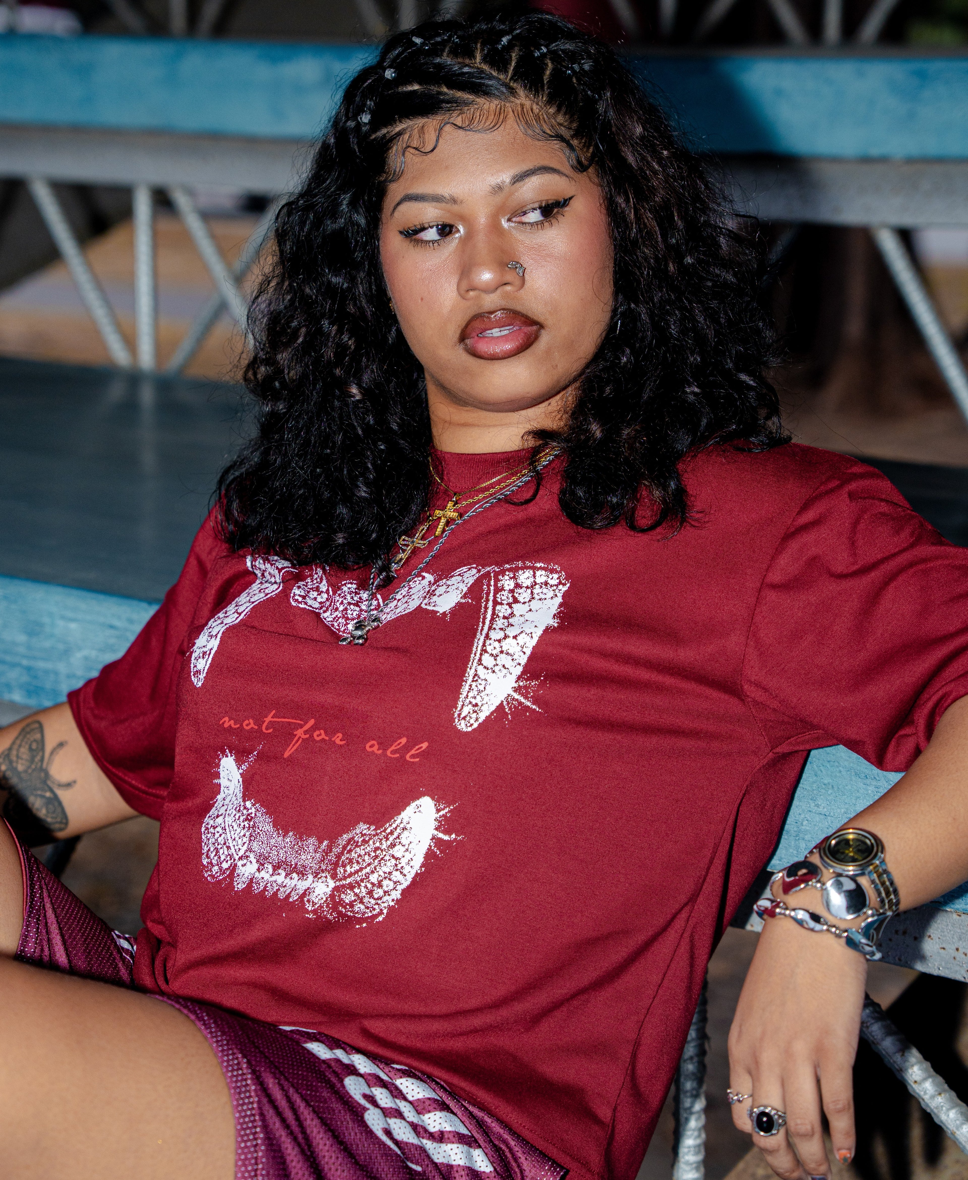 "BLOOD LINE" TEE IN CRIMSON VELVET