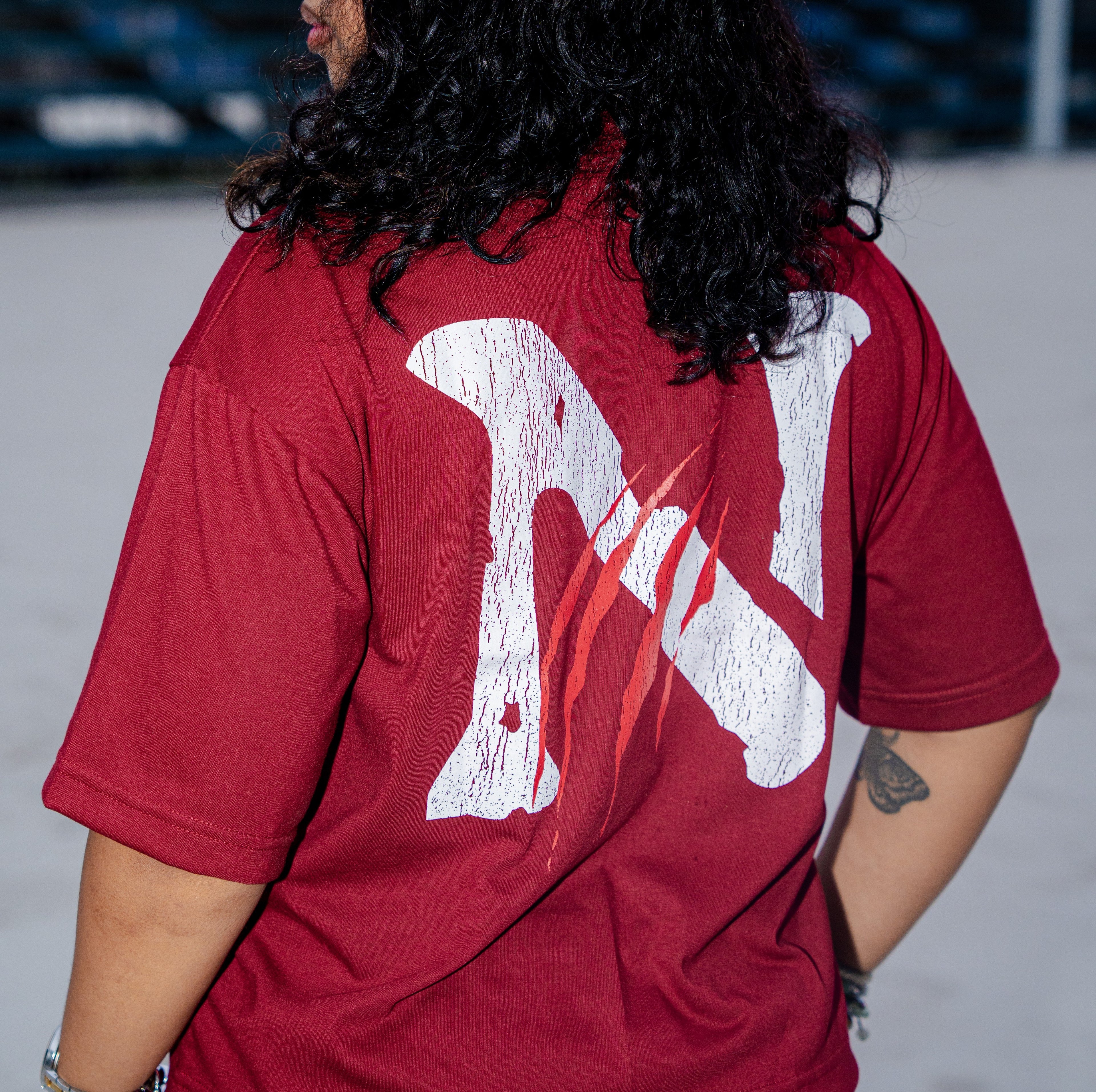 "BLOOD LINE" TEE IN CRIMSON VELVET